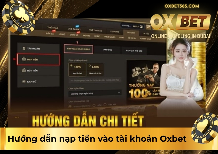 Hướng dẫn nạp tiền vào tài khoản Oxbet