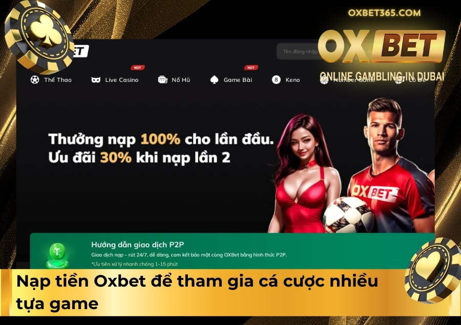 Nạp tiền Oxbet để tham gia cá cược nhiều tựa game