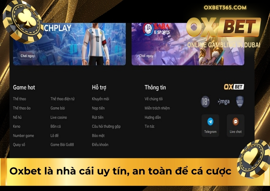 Oxbet là nhà cái uy tín, an toàn để cá cược