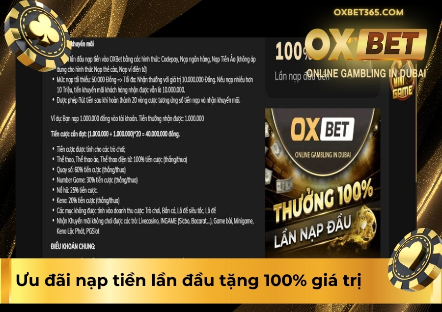 Ưu đãi nạp tiền lần đầu tặng 100% giá trị